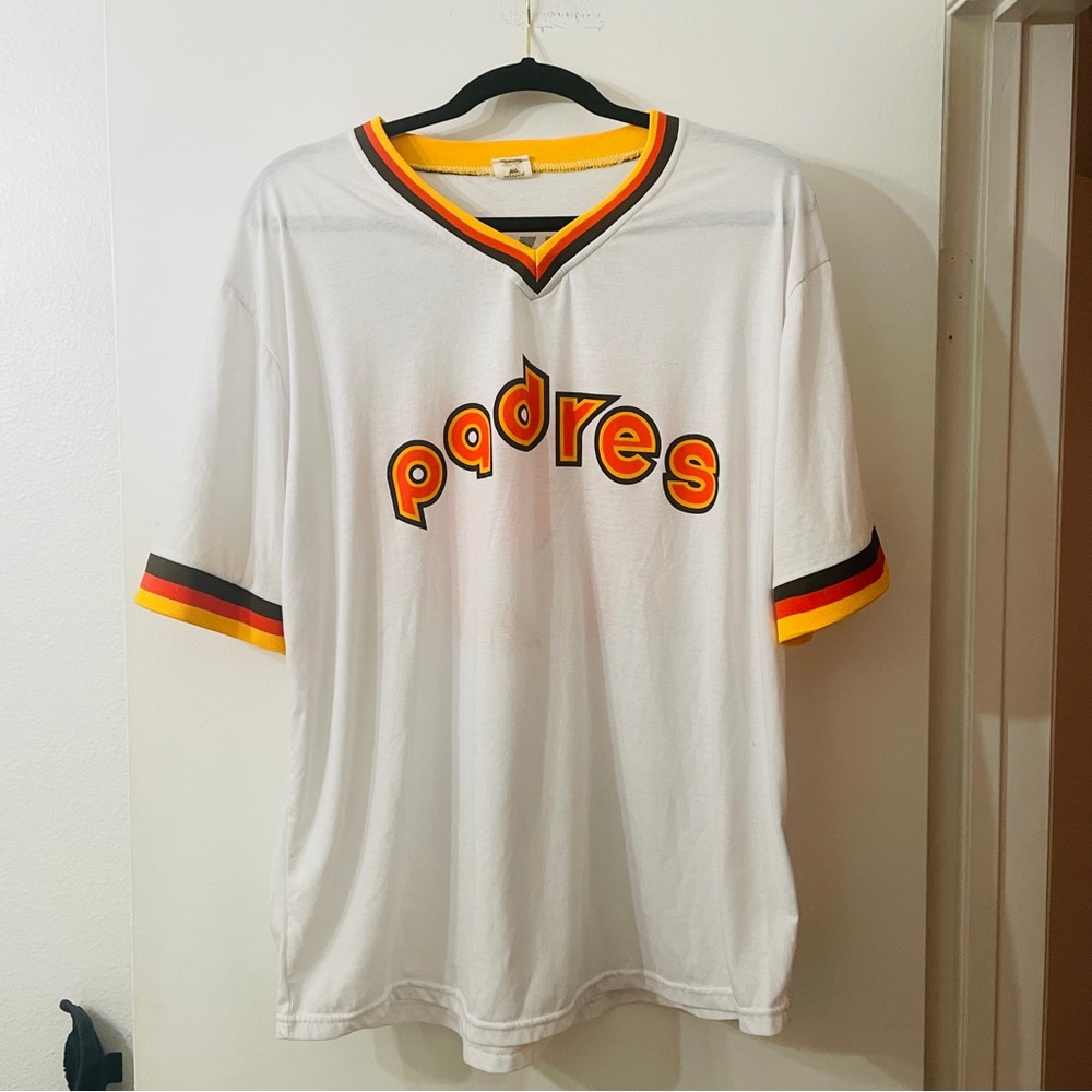 SD Padres White and Yellow Short Sleeve Tee Tony Gwynn